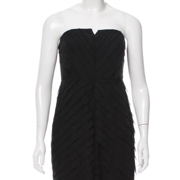 ADAM Strapless Tiered Silk Black Cocktail Dress 0 - Picture 1 of 8